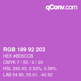 Color code: RGB 189 92 203 | qconv.com