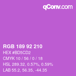 カラーコード: RGB 189 92 210 | qconv.com