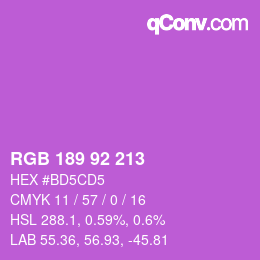カラーコード: RGB 189 92 213 | qconv.com