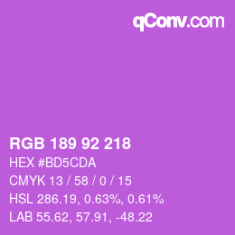 カラーコード: RGB 189 92 218 | qconv.com