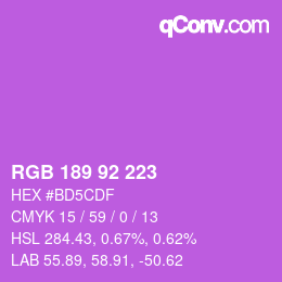カラーコード: RGB 189 92 223 | qconv.com