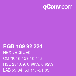カラーコード: RGB 189 92 224 | qconv.com