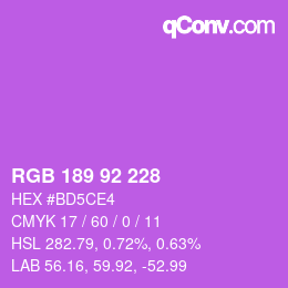 カラーコード: RGB 189 92 228 | qconv.com