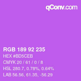 颜色代码: RGB 189 92 235 | qconv.com
