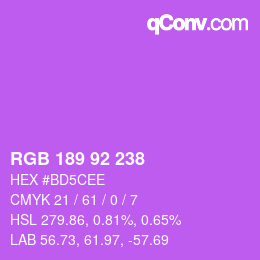 カラーコード: RGB 189 92 238 | qconv.com