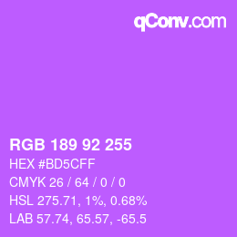 カラーコード: RGB 189 92 255 | qconv.com