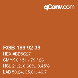 カラーコード: RGB 189 92 39 | qconv.com