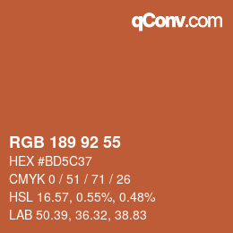 カラーコード: RGB 189 92 55 | qconv.com