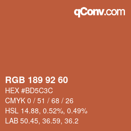 カラーコード: RGB 189 92 60 | qconv.com