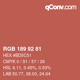 カラーコード: RGB 189 92 81 | qconv.com