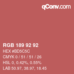 Color code: RGB 189 92 92 | qconv.com