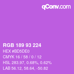颜色代码: RGB 189 93 224 | qconv.com