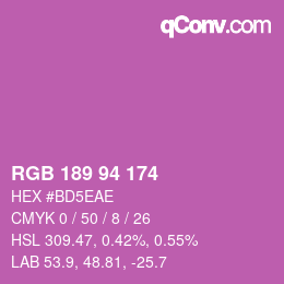 カラーコード: RGB 189 94 174 | qconv.com