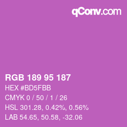 カラーコード: RGB 189 95 187 | qconv.com