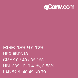 カラーコード: RGB 189 97 129 | qconv.com