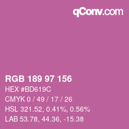 カラーコード: RGB 189 97 156 | qconv.com