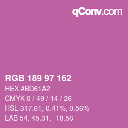 Color code: RGB 189 97 162 | qconv.com