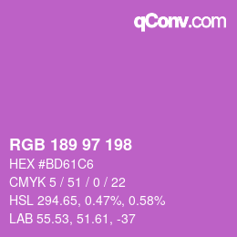 Color code: RGB 189 97 198 | qconv.com