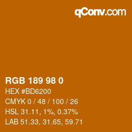 颜色代码: RGB 189 98 0 | qconv.com