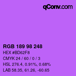 カラーコード: RGB 189 98 248 | qconv.com