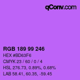 カラーコード: RGB 189 99 246 | qconv.com