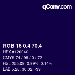 カラーコード: RGB 18 0.4 70.4 | qconv.com