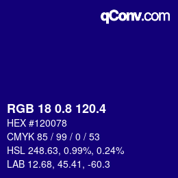 カラーコード: RGB 18 0.8 120.4 | qconv.com