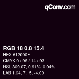 カラーコード: RGB 18 0.8 15.4 | qconv.com