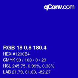 カラーコード: RGB 18 0.8 180.4 | qconv.com