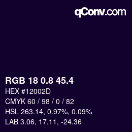 カラーコード: RGB 18 0.8 45.4 | qconv.com