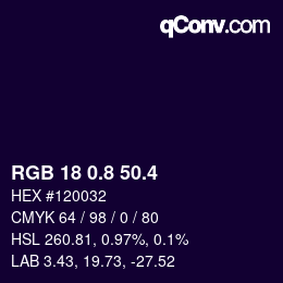 カラーコード: RGB 18 0.8 50.4 | qconv.com