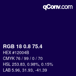カラーコード: RGB 18 0.8 75.4 | qconv.com