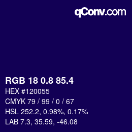 カラーコード: RGB 18 0.8 85.4 | qconv.com