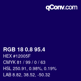 カラーコード: RGB 18 0.8 95.4 | qconv.com