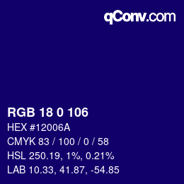 Color code: RGB 18 0 106 | qconv.com
