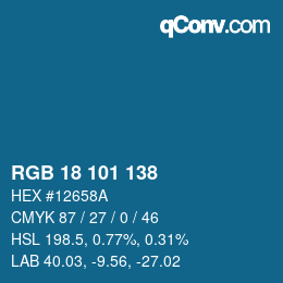 Color code: RGB 18 101 138 | qconv.com