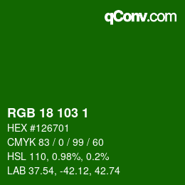 カラーコード: RGB 18 103 1 | qconv.com