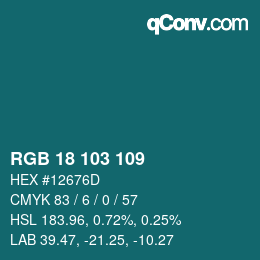 カラーコード: RGB 18 103 109 | qconv.com