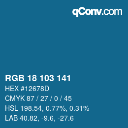 Color code: RGB 18 103 141 | qconv.com