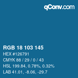 Color code: RGB 18 103 145 | qconv.com