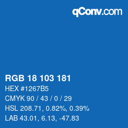 颜色代码: RGB 18 103 181 | qconv.com