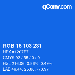 Color code: RGB 18 103 231 | qconv.com