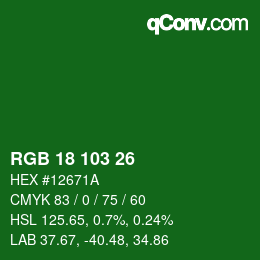 Farbcode: RGB 18 103 26 | qconv.com