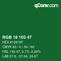 Code couleur: RGB 18 103 47 | qconv.com