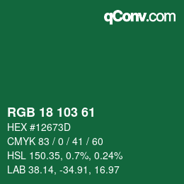 カラーコード: RGB 18 103 61 | qconv.com