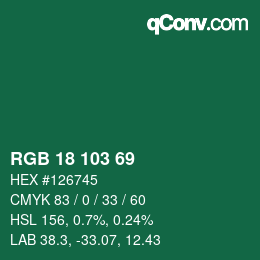 Color code: RGB 18 103 69 | qconv.com