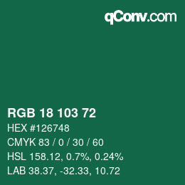 Color code: RGB 18 103 72 | qconv.com