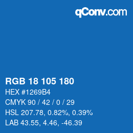 Color code: RGB 18 105 180 | qconv.com