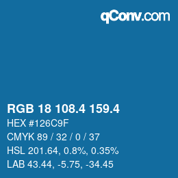 カラーコード: RGB 18 108.4 159.4 | qconv.com