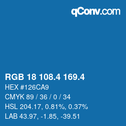 カラーコード: RGB 18 108.4 169.4 | qconv.com
